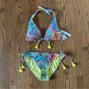 NWT Size 6 Blue Rod Beattie Two-Piece Paisley Floral Bikini Swimsuit
